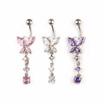 1PC Crystal Butterfly Dangle Ball Barbell Bar Belly Button Navel Ring zircon Butterfly Horse eye claw platform Umbilical nail